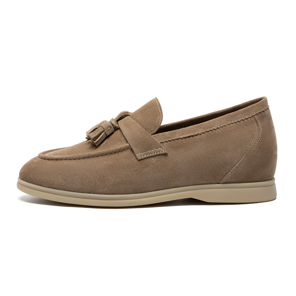 Suede Tassel Loafers 5cm (Mocha Mousse)