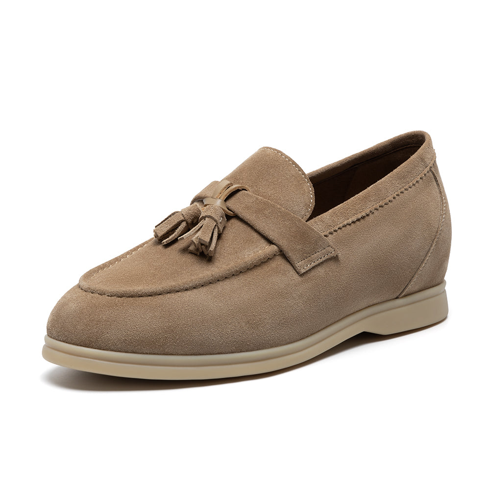 Suede Tassel Loafers 5cm (Mocha Mousse)