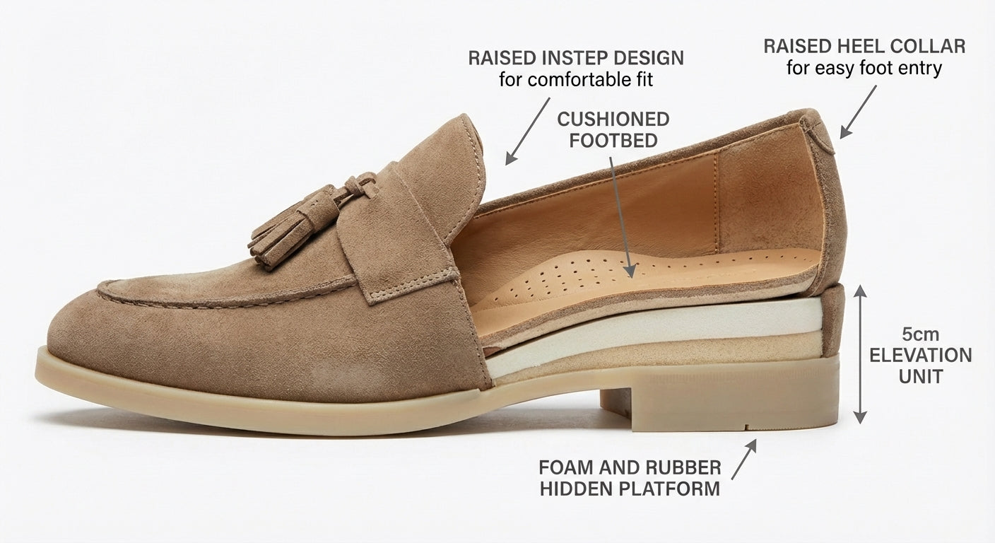 Suede Tassel Loafers 5cm (Mocha Mousse)