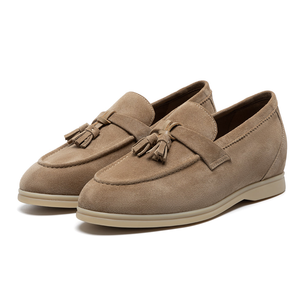 Suede Tassel Loafers 5cm (Mocha Mousse)