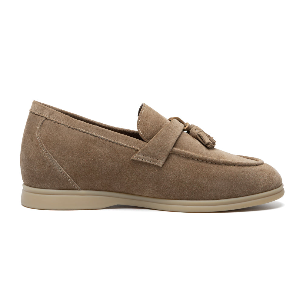 Suede Tassel Loafers 5cm (Mocha Mousse)