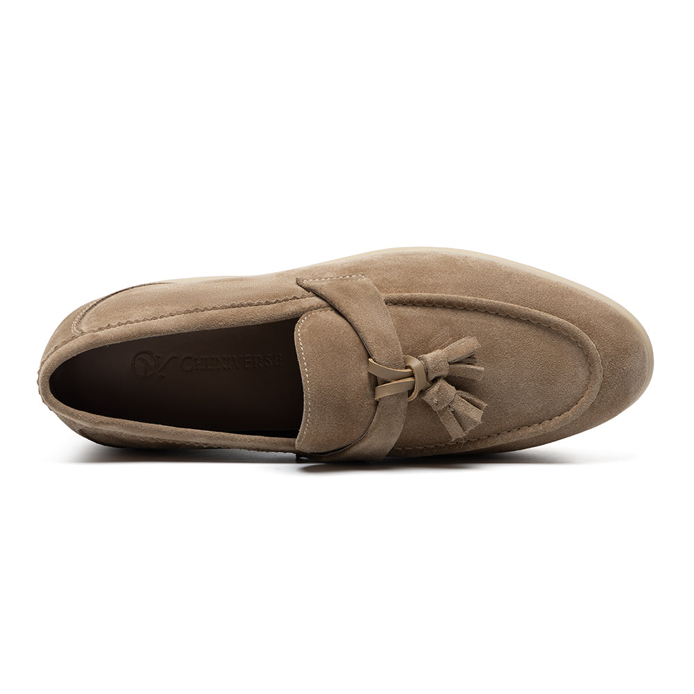 Suede Tassel Loafers 5cm (Mocha Mousse)